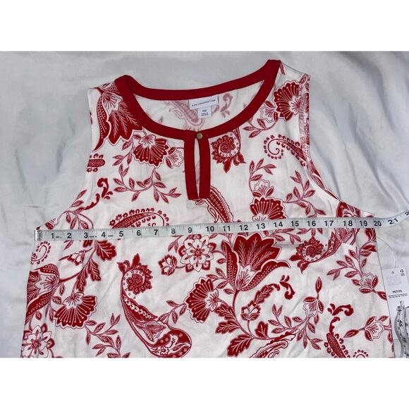 NWT Liz Claiborne PM Women’s Sleeveless Red White Paisley Floral - Picture 5 of 6